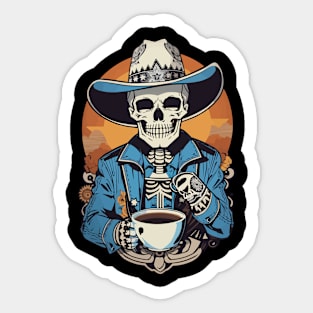 Sunset Cowboy Skeleton Sticker